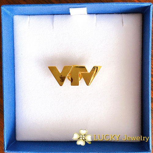 Huy hiệu cài áo VTV đồng mạ vàng 24K
